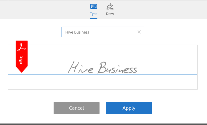 Type signature - Hive Business
